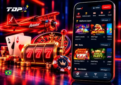 Jogos da TopX no celular com Aviator, slots, cartas e cassino ao vivo.